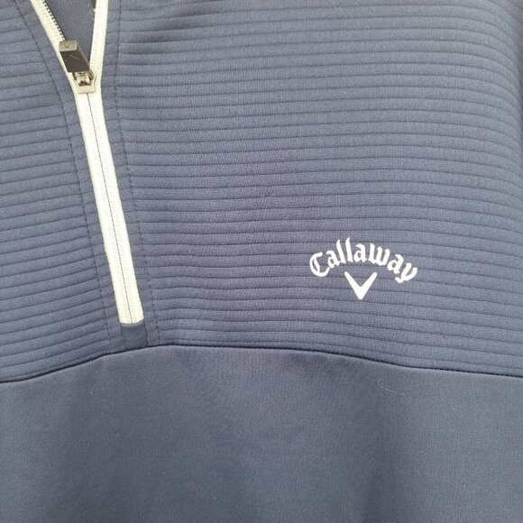 Callaway Golf Shirt Top Mens Sz XXL Navy 1/2 Zip Tawny Port Optic-Shield UPF 50 - Picture 4 of 9